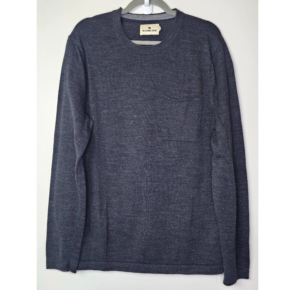 The Normal Brand Roll Hem Pocket Long Sleeve Crew Neck Sweater Tee Pullover L